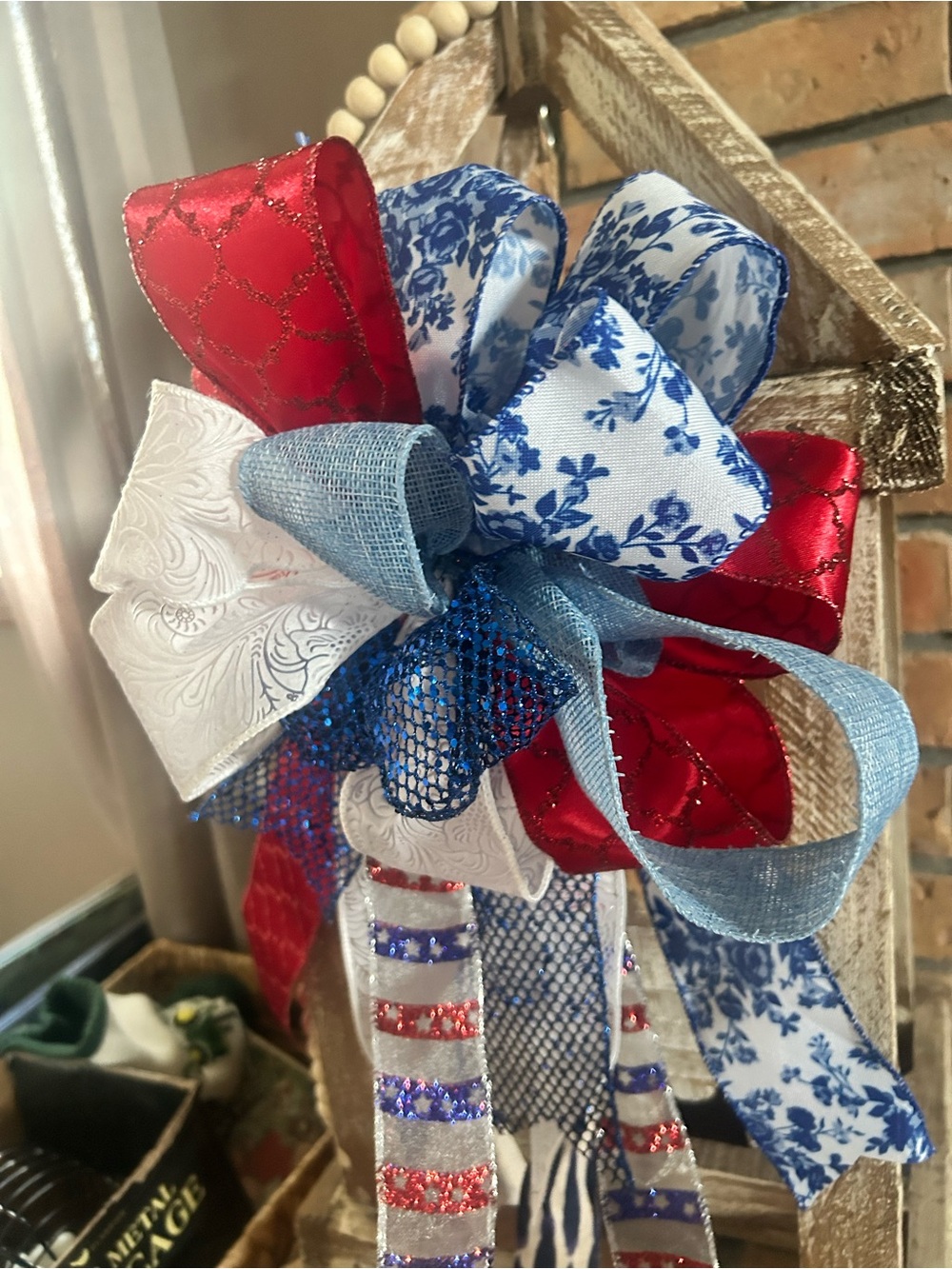 Patriotic Red, White & Blue Decorative Bow